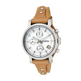 Fossil Boyfriend Chronograph White Dial Brown Leather Strap Watch for Women - ES3625 Authentic Buy Shop Now
