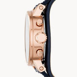Fossil Original Boyfriend Chronograph White Dial Navy Blue Leather Strap Watch for Women - ES3838 Authentic Buy Shop Now