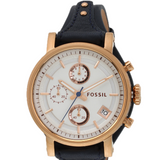 Fossil Original Boyfriend Chronograph White Dial Navy Blue Leather Strap Watch for Women - ES3838 Authentic Buy Shop Now