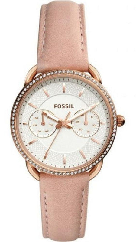 Fossil Tailor Quartz White Dial Pink Leather Strap Watch for Women - ES4393 Authentic Buy Shop Now