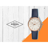 Fossil Tailor White Dial Blue Leather Strap Watch for Women - ES4394 Authentic Buy Shop Now