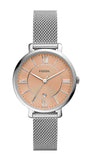 Fossil Jacqueline Three Hand Pink Dial Silver Mesh Strap Watch for Women - ES5089 Authentic Buy Shop Now