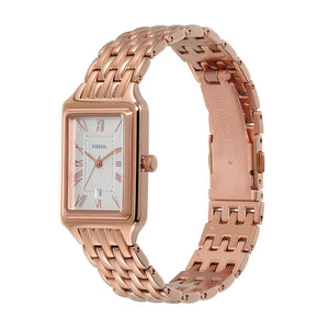 Fossil Raquel Three Hand Date White Dial Rose Gold Steel Strap Watch For Women - ES5271 Authentic Buy Shop Now