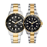 Fossil Blue Dive Three Hand Black Dial Two Tone Steel Strap Watch For Women - ES5349 Authentic Buy Shop Now