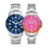 Fossil Blue Dive Analog Pink Dial Silver Steel Strap Watch For Women - ES5351 Authentic Buy Shop Now