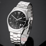 Emporio Armani Paolo Chronograph Black Dial Silver Steel Strap Watch For Men - AR11602 Authentic Buy Shop Now