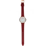 Emporio Armani Gianni T-Bar Analog Mother of Pearl Dial Red Leather Strap Watch For Women - AR11322 Authentic Buy Shop Now