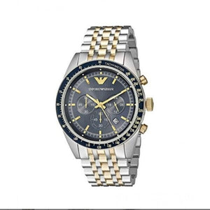 Emporio Armani Tazio Chronograph Blue Dial Gold & Silver Stainless Steel Strap Watch For Men - AR8030 Authentic Buy Shop Now