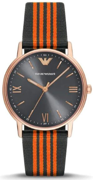 Emporio Armani Kappa Quartz Grey Dial Two Tone Nylon Strap Watch For Men - AR11014 Authentic Buy Shop Now