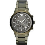 Emporio Armani Renato Chronograph Quartz Grey Dial Green Steel Strap Watch For Men - AR11117 Authentic Buy Shop Now