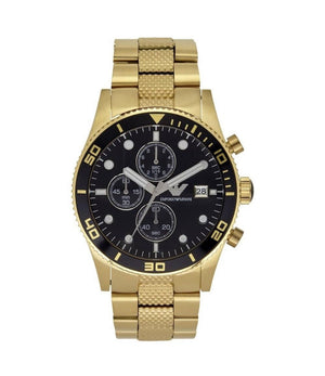 Emporio Armani Chronograph Black Dial Gold Steel Strap Watch For Men - AR5857 Authentic Buy Shop Now