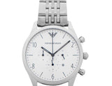 Emporio Armani Classic Chronograph Silver Dial Silver Steel Strap Watch For Men - AR1879 Authentic Buy Shop Now