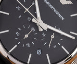 Emporio Armani Classic Chronograph Black Dial Black Leather Strap Watch For Men - AR1733 Authentic Buy Shop Now