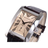 Emporio Armani Classic Beige Dial Brown Leather Strap Watch For Men - AR0154 Authentic Buy Shop Now