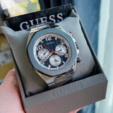 Guess Empire Quartz Black Dial Silver Steel Strap Watch For Men - GW0489G1 Authentic Buy Shop Now