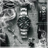 Fossil Grant Sport Chronograph Black Dial Silver Steel Strap Watch for Men - FS5236 Authentic Buy Shop Now