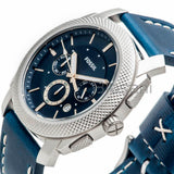 Fossil Machine Chronograph Blue Dial Blue Leather Strap Watch for Men - FS5262 Authentic Buy Shop Now