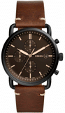 Fossil Commuter Chronograph Black Dial Brown Leather Strap Watch for Men - FS5403 Authentic Buy Shop Now