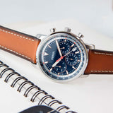 Fossil Goodwin Chronograph Blue Dial Brown Leather Strap Watch for Men - FS5414 Authentic Buy Shop Now