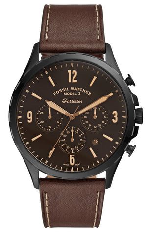 Fossil Forrester Chronograph Black Dial Brown Leather Strap Watch for Men - FS5608 Authentic Buy Shop Now
