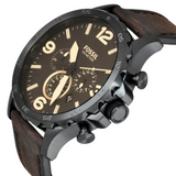 Fossil Nate Chronograph Brown Dial Brown Leather Strap Watch for Men - JR1487 Authentic Buy Shop Now