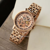 Fossil Boyfriend Automatic Skeleton Rose Gold Dial Rose Gold Steel Strap Watch for Women - ME3065 Authentic Buy Shop Now