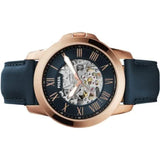 Fossil Grant Automatic Skeleton Blue Dial Blue Leather Strap Watch for Men - ME3102 Authentic Buy Shop Now
