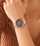 Fossil Neutra Chronograph Mother of Pearl Brown Dial Rose Gold Steel Strap Watch for Women - ES5218 Authentic Buy Shop Now