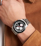 Fossil Sport Tourer Chronograph Black Dial Silver Steel Strap Watch for Men - FS6045 Authentic Buy Shop Now