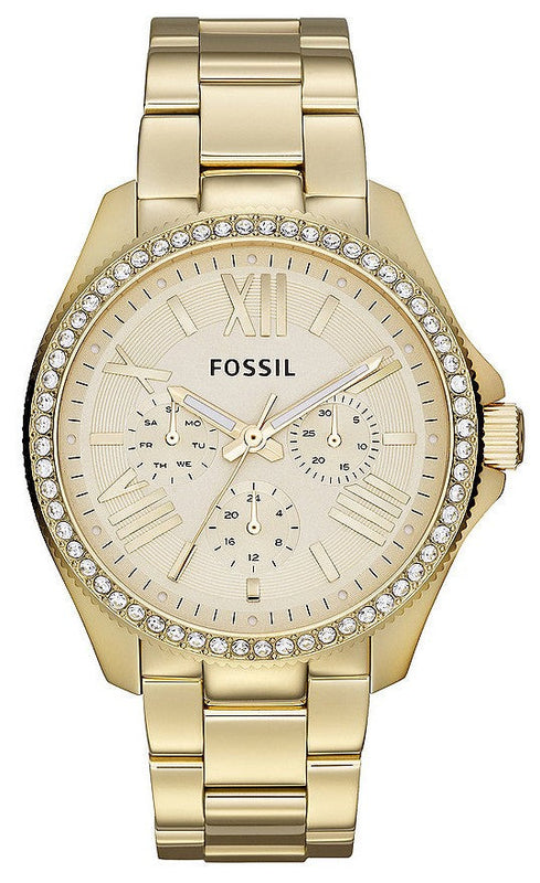 Fossil Cecile Chronograph Gold Dial Gold Steel Strap Watch for Women - AM4482 Authentic Buy Shop Now