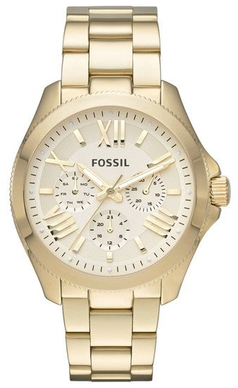 Fossil Cecile Multifunction Champagne Dial Gold Steel Strap Watch for Women - AM4510 Authentic Buy Shop Now