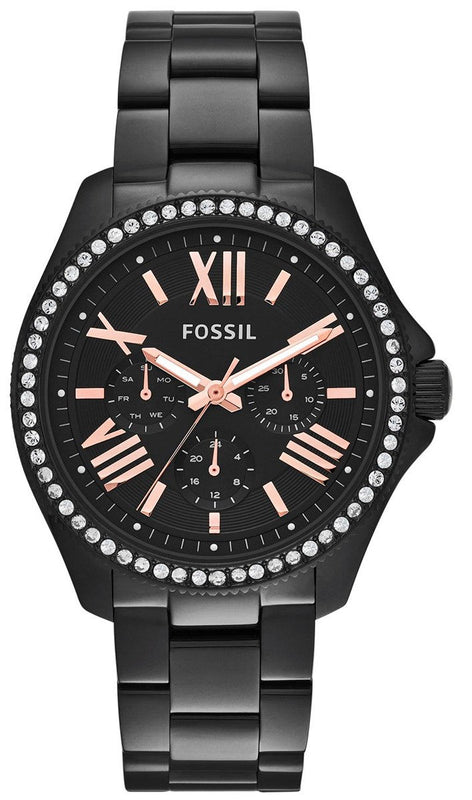 Fossil Cecile Multi Function Crystals Black Dial Black Steel Strap Watch for Women - AM4522 Authentic Buy Shop Now