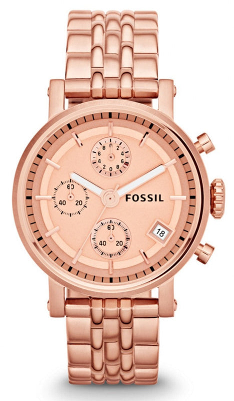 Fossil Boyfriend Chronograph Rose Gold Dial Rose Gold Steel Strap Watch for Women - ES3380 Authentic Buy Shop Now