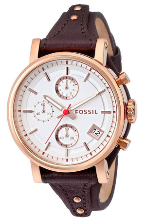 Fossil Boyfriend White Dial Brown Leather Strap Watch for Women - ES3616 Authentic Buy Shop Now