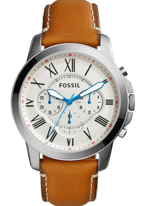 Fossil Grant Chronograph White Dial Brown Leather Strap Watch for Men - FS5060 Authentic Buy Shop Now