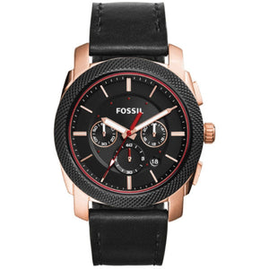 Fossil Machine Chronograph Black Dial Black Leather Strap Watch for Men - FS5120 Authentic Buy Shop Now