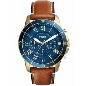 Fossil Grant Sport Chronograph Blue Dial Brown Leather Strap Watch for Men - FS5268 Authentic Buy Shop Now