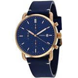 Fossil The Commuter Blue Dial Blue Leather Strap Watch for Men - FS5404 Authentic Buy Shop Now
