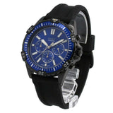 Fossil Garrett Chronograph Blue Dial Black Rubber Strap Watch for Men - FS5695 Authentic Buy Shop Now