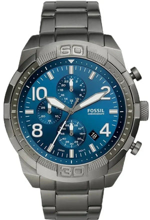 Fossil Bronson Chronograph Blue Dial Grey Steel Strap Watch for Men - FS5711 Authentic Buy Shop Now