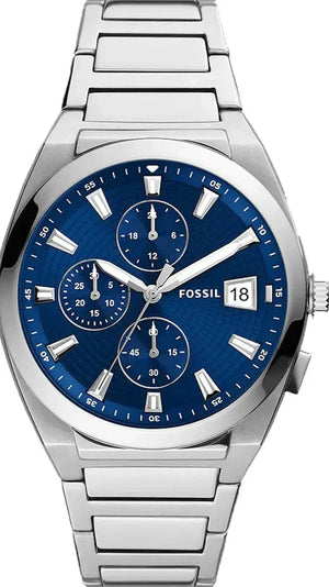 Fossil Everett Chronograph Blue Dial Silver Steel Strap Watch for Men - FS5795 Authentic Buy Shop Now