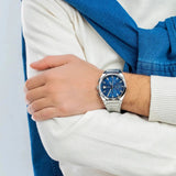 Fossil Everett Chronograph Blue Dial Silver Steel Strap Watch for Men - FS5795 Authentic Buy Shop Now