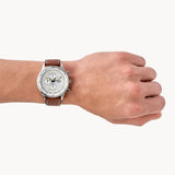 Fossil Retro Pilot Chronograph Silver Dial Brown Leather Strap Watch for Men - FS5809 Authentic Buy Shop Now