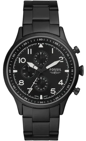 Fossil Pilot Chronograph Black Dial Black Steel Strap Watch for Men - FS5811 Authentic Buy Shop Now