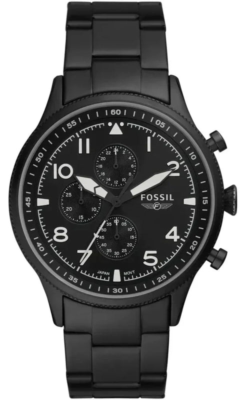 Fossil Pilot Chronograph Black Dial Black Steel Strap Watch for Men - FS5811 Authentic Buy Shop Now