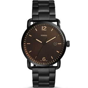 Fossil The Commuter Brown Dial Black Steel Strap Watch for Men - FS5277 Authentic Buy Shop Now