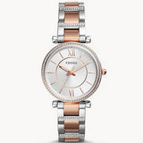 Fossil Carlie Silver Dial Two Tone Steel Strap Watch for Women - ES4342 Authentic Buy Shop Now