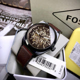 Fossil Everett Automatic Analog Black Dial Brown Leather Strap Watch for Men - ME3207 Authentic Buy Shop Now