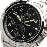 Fossil Dean Chronograph Black Dial Silver Steel Strap Watch for Men - FS4542 Authentic Buy Shop Now