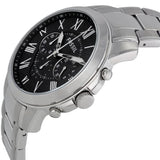 Fossil Grant Chronograph Black Dial Silver Steel Strap Watch for Men - FS4736 Authentic Buy Shop Now